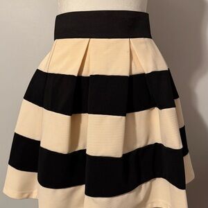 She and Sky Black and Cream A-Line Skirt